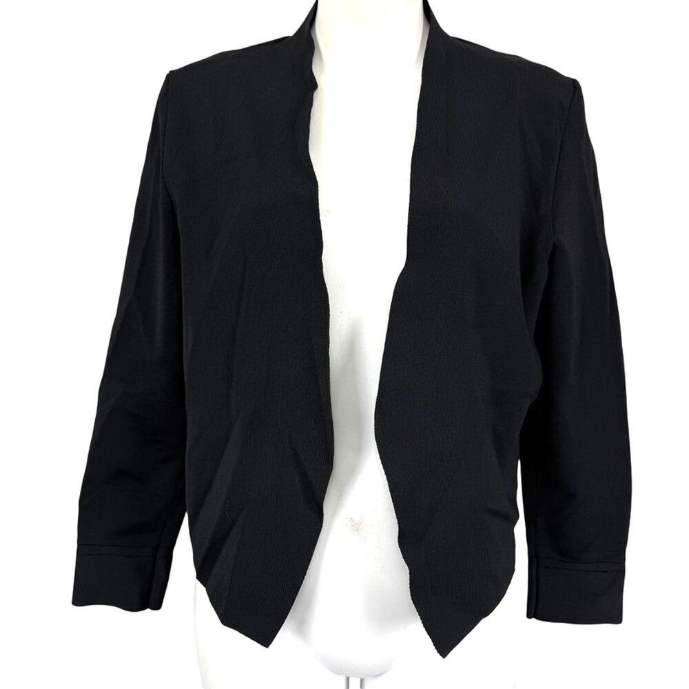 MM Lafleur Black Open-Front Scalloped Hem Cardigan